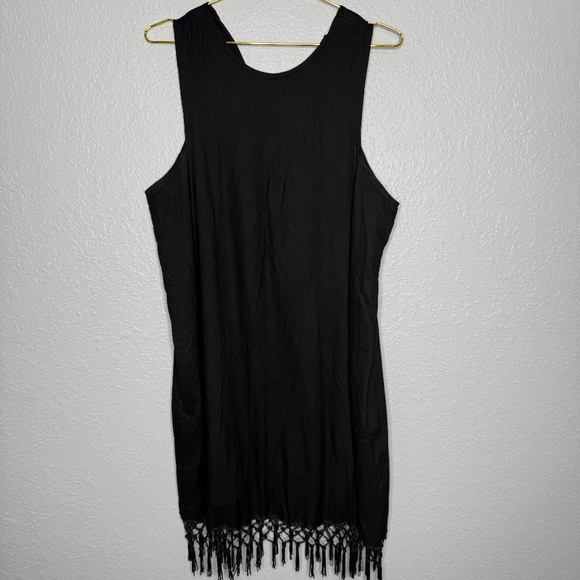 Pre-Owned Women Mud Pie Black Dress with tassels at the hem size Large -cp - Picture 2 of 10